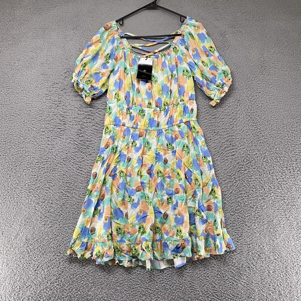 Disney Princess Tangled Dress Womens Large Watercolor Pascal Chameleon Mini